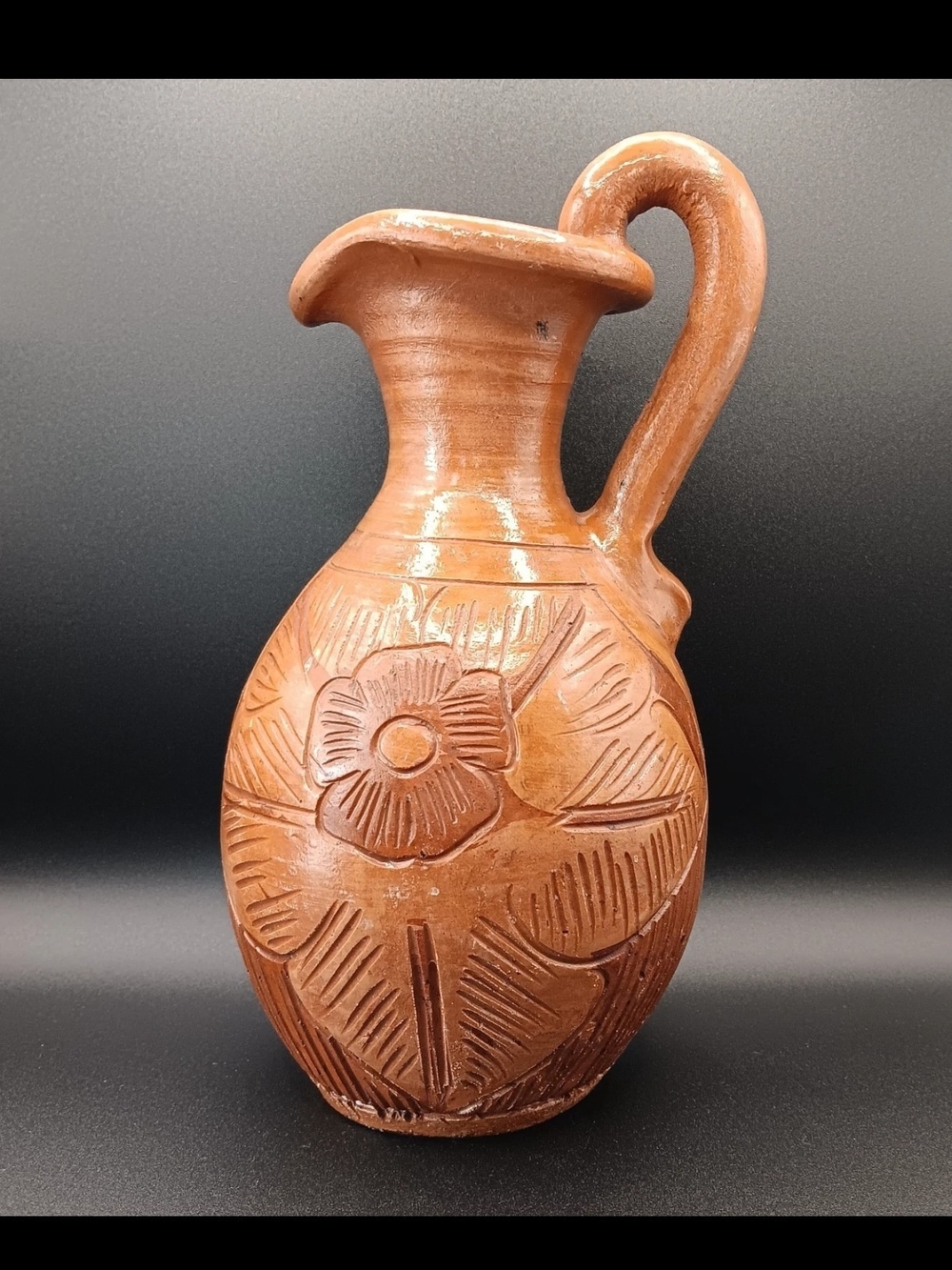 Clay Pottery Floral Earthenware Pitcher